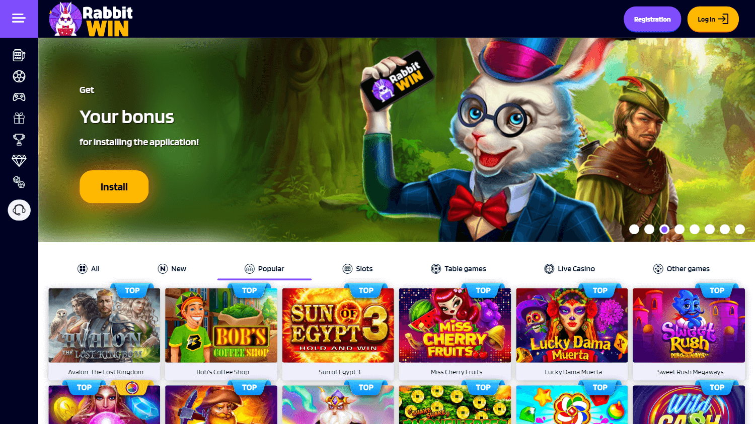 Rabbit Win Casino Desktop screenshot